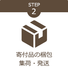 STEP2、寄付品の梱包。集荷・発送